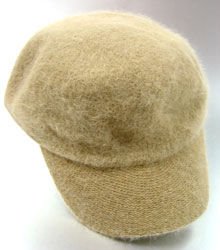 Beige Angora Rabbit Fur Messenger Cap Hat 1HTB196
