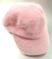 Light Pink Angora Rabbit Fur Messenger Cap Hat 1HTB196