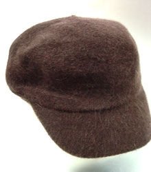 Brown Angora Rabbit Fur Messenger Cap Hat 1HTB196