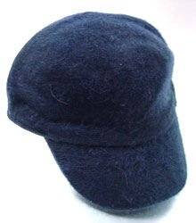 Navy Blue Angora Rabbit Fur Messenger Cap Hat 1HTB196