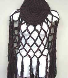 Brown Black Crochett Poncho & Tam Hat Set 1PONCHO21