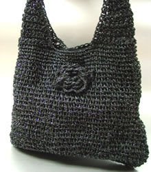 Black Metallic Weave HoBo Satchel Bag Handbag