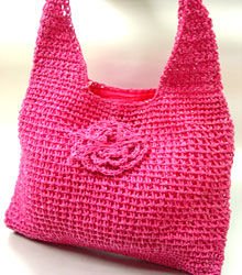 Hot Pink Metallic Weave HoBo Satchel Bag Handbag