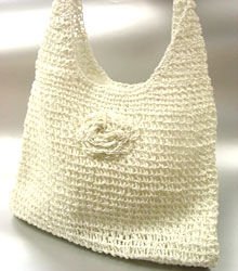 Winter White Metallic Weave HoBo Satchel Bag Handbag