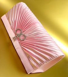 Pink Satin Rhinestone Crystals Bow Bag Handbag