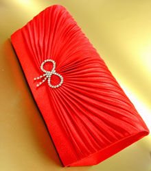 Red Satin Rhinestone Crystals Bag Handbag