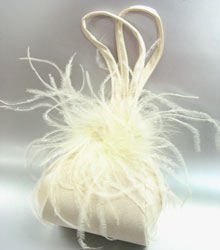 Creme Satin Fru Fru Feathers Bag Handbag
