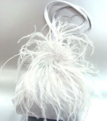 Silver Satin Fru Fru Feathers Bag Handbag 1310