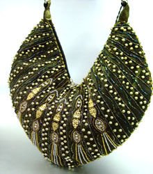 Black Metallic Llame Beads Bag Handbag 137024