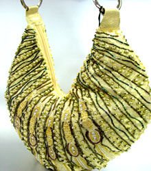 Gold Metallic Llame Beads Handbag 137024