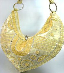 Gold Satin Sequins Beads HoBo Handbag 137003