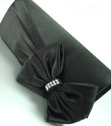 Black Satin & Crystals Evening Bag Handbag 14000324