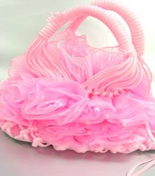 10x12 Pink Chiffon Rosettes Sash evening Bag handbag 1400084