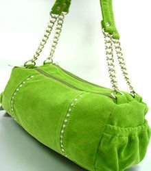 Green Faux Suede Crystals Bag Handbag 1400705