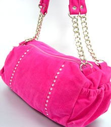 Pink Faux Suede Crystals Bag Handbag 1400705