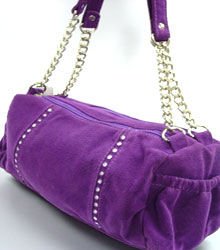 Purple Faux Suede Crystals Fashion Bag Handbag 1400705