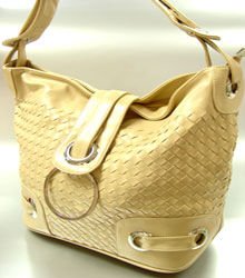 Beige Weave Satchel Ring Duffle Shoulder Bag Handbag 18933