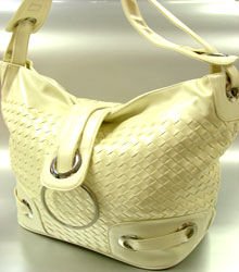 Creme Weave Satchel Ring Duffle Shoulder Bag Hsndbag