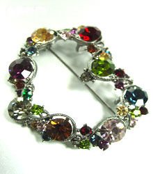 Multi Colored Swarovski Crystals Heart Brooch 1bp499105