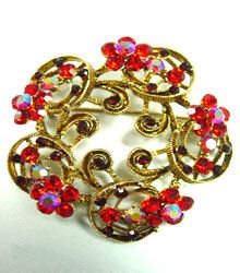 Red Swarovski Crystals Victorian Brooch 1BP49955