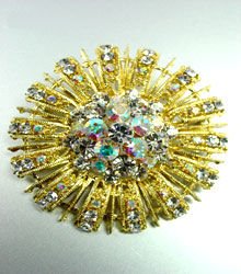 Clear Swarovski Crystals Gold Brooch Pin 1BP49971