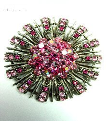 Pink Swarovski Crystals Brooch Pin 1BP49971