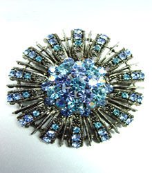 Blue Swarovski Crystals Brooch Pin 1BP49971