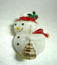 White Enamel & Crystals Snowman Brooch 1bp1925414
