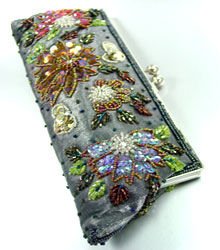 Grey Crystal Beads & Sequins Handbag Bohemian Clutch BAG007