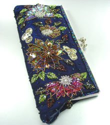 Blue Crystal Beads & Sequins Handbag Clutch BoHo 1BAG007