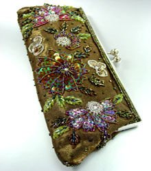 Brown Crystal Beads & Sequins Handbag Clutch 1BAG007