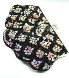 Black Sequins & Multi Buttons Shell Bag 1BAG0503