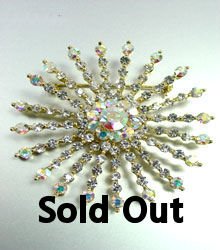 Clear Swarovski Crystals Gold Snowflake Brooch 1bp49997