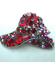 Red Hat Antique Red Crystals Pin