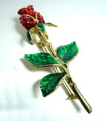 Gold Rose Crystals Brooch Pin 1BP291343