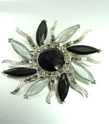 Black Crystals StarBurst Brooch Pin 1BP4001591