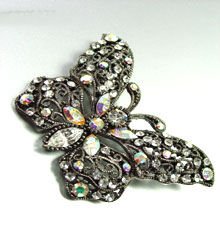 Antique Silver Crystals Butterfly Brooch 1BP49975