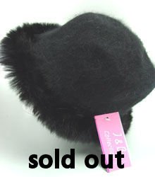 Black Angora with Rabbit Fur Trim Fashion Hat 10H400205