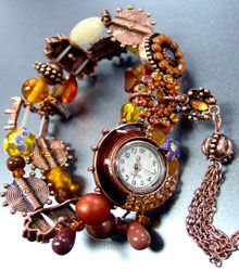 Brown Beads Crystal Tassel Bracelet Watch 1WB235006