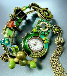 Green Beads Crystal Tassel Bracelet Watch 1WB235006