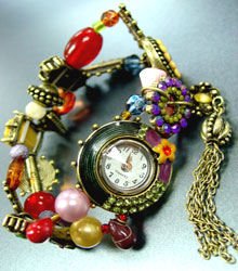 Multi Beads Crystals Tassel Bracelet Watch 1WB235006