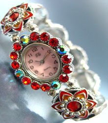 Red Crystals Enamel Bracelet Watch 1W353256