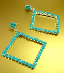 Dozen Lucite Turquoise Crystals Earrings DE1157336