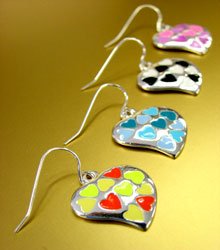 Dozen Color Enamel Heart Dangle Earrings 1DE400129