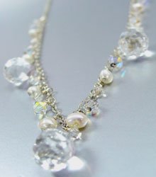 Clear Crystals Stones Pearls Necklace 1N2579083
