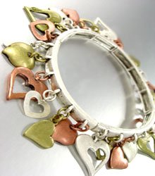 Antique Hearts Charms Stretch Bracelet