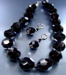 Black Glass Crystals Necklace Set