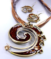 Brown Epoxy Crystals Antique Necklace Set