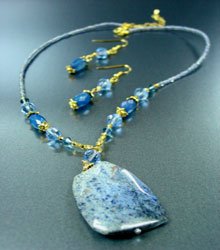 Blue Marble Stone Necklace Set