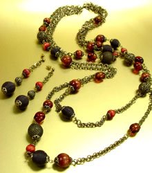 Natural Brown Beads Antique Long Neck Set